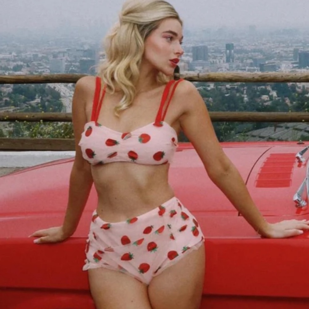 Retro Lace Strawberry Bikini Size Small. NWT - Picture 1 of 12